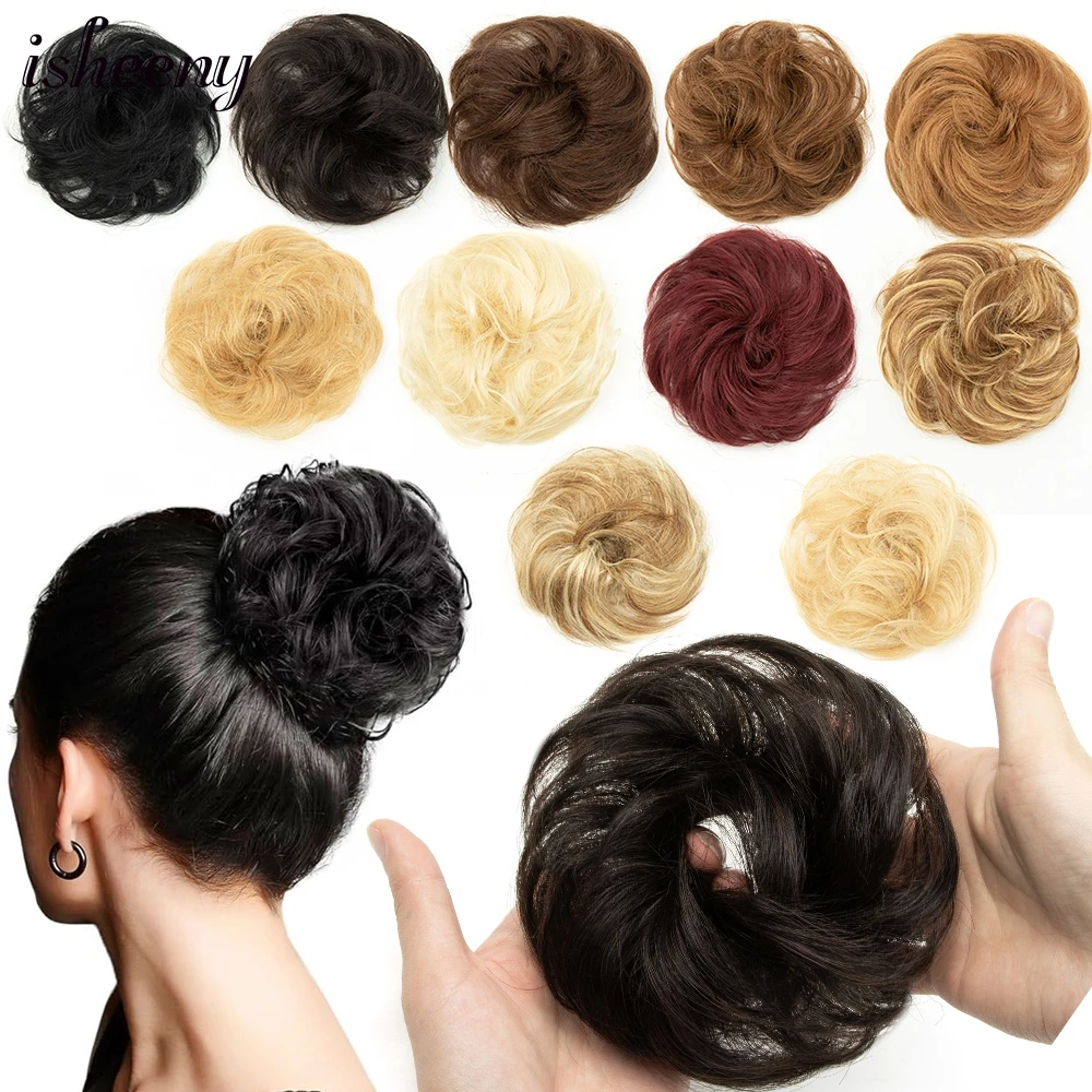 Messy Bun Hair Piece Real Tousled Updo Extension Natural Curly Buns with Elastic Band Hair Piece Ponytail Extensions for Women