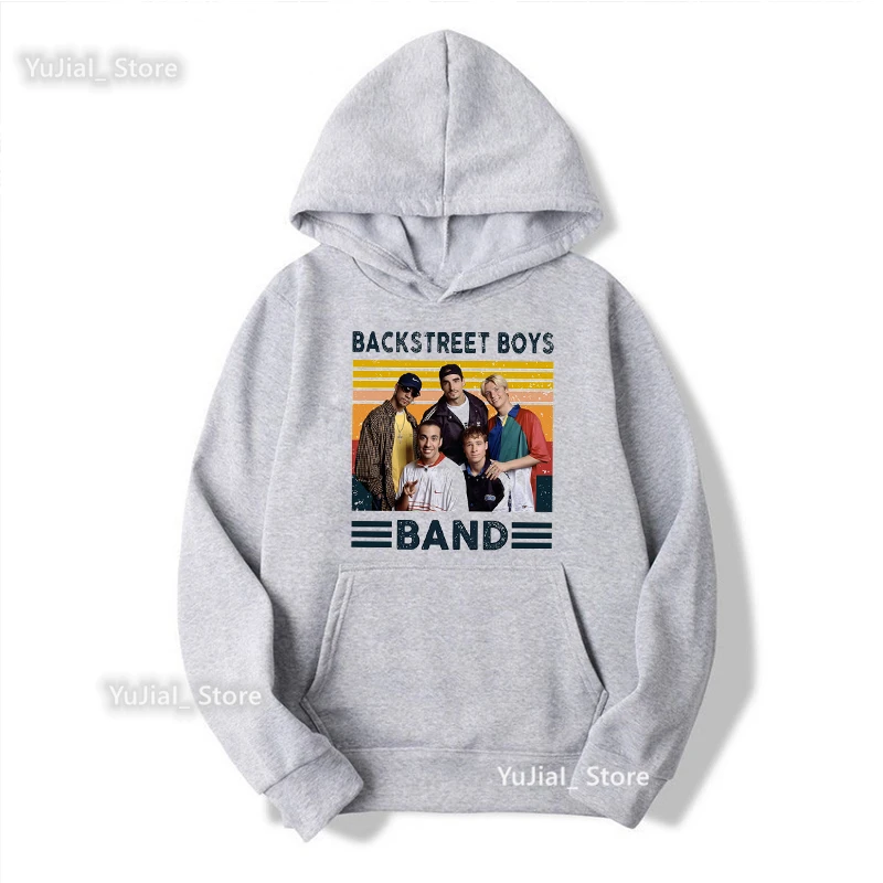 Vintage Gray Cap Hoodies Women'S Clothing Backstreet Boys Band Graphic Print Sweatshirt Femme Winter/Autumn/Spring Coat Tops