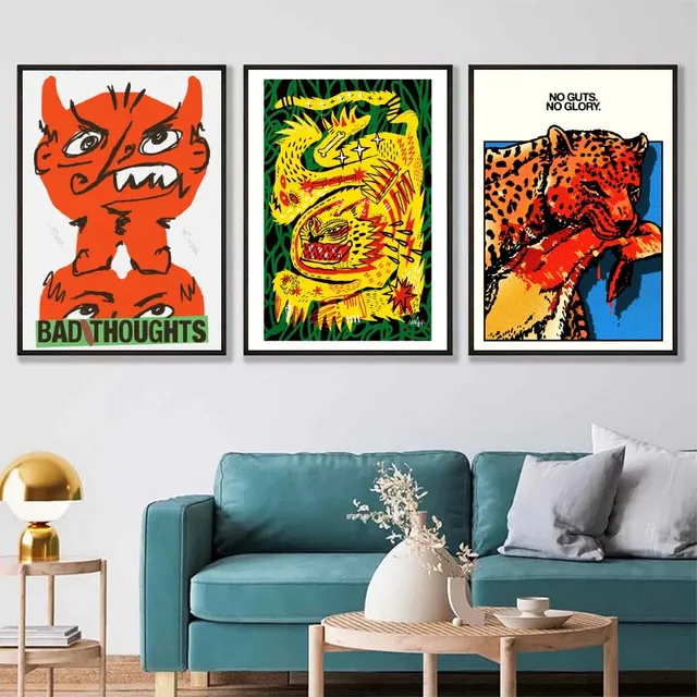 Vintage Abstract Animals Print Posters Mid Century Wall Art Canvas Painting Pictures for Living Room Bedroom Home Decor No Frame 6