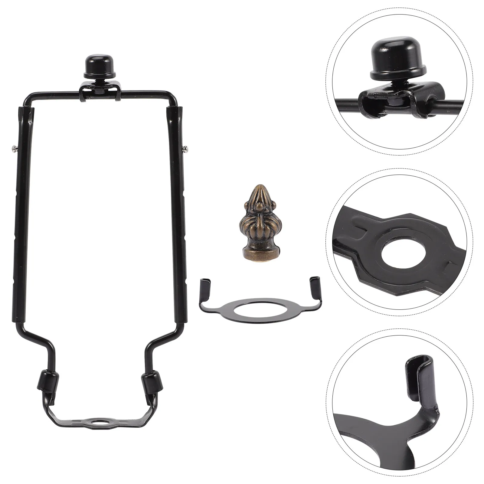 1Set Adjustable Lamp Harp Bracket Kit 4-Gear Height Extension Chrome Plated Lamp Shade Holder for Table Floor Desk Lamps