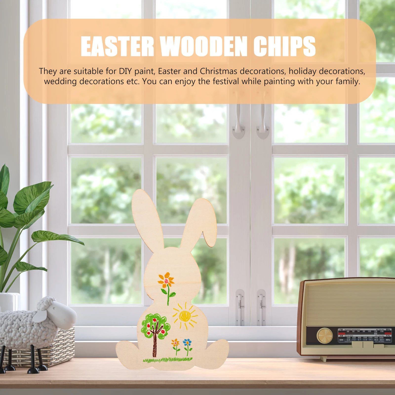 

10pcs Easter Bunny Shape Wooden Slices Diy Crafts Cutouts For Kids Unfinished Wood Panels Easter Decorative Hanging Ornaments