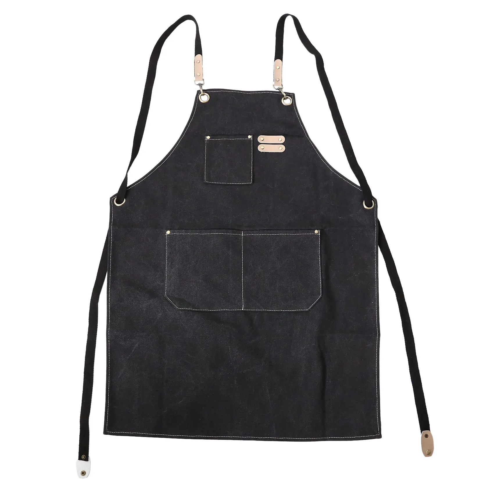 

Unisex Waterproof Canvas Work Apron Carpenter Apron with 3 Tool Pocket for Workshop Kitchen Garden Pottery Craft-Black