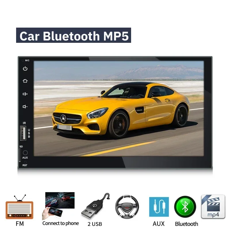 7 Inches Car Radio Dual Din Multimedia Player Blue-tooth Touch Screen MP4 With FM Radio Supports IOS USB TF Card Car Stereo