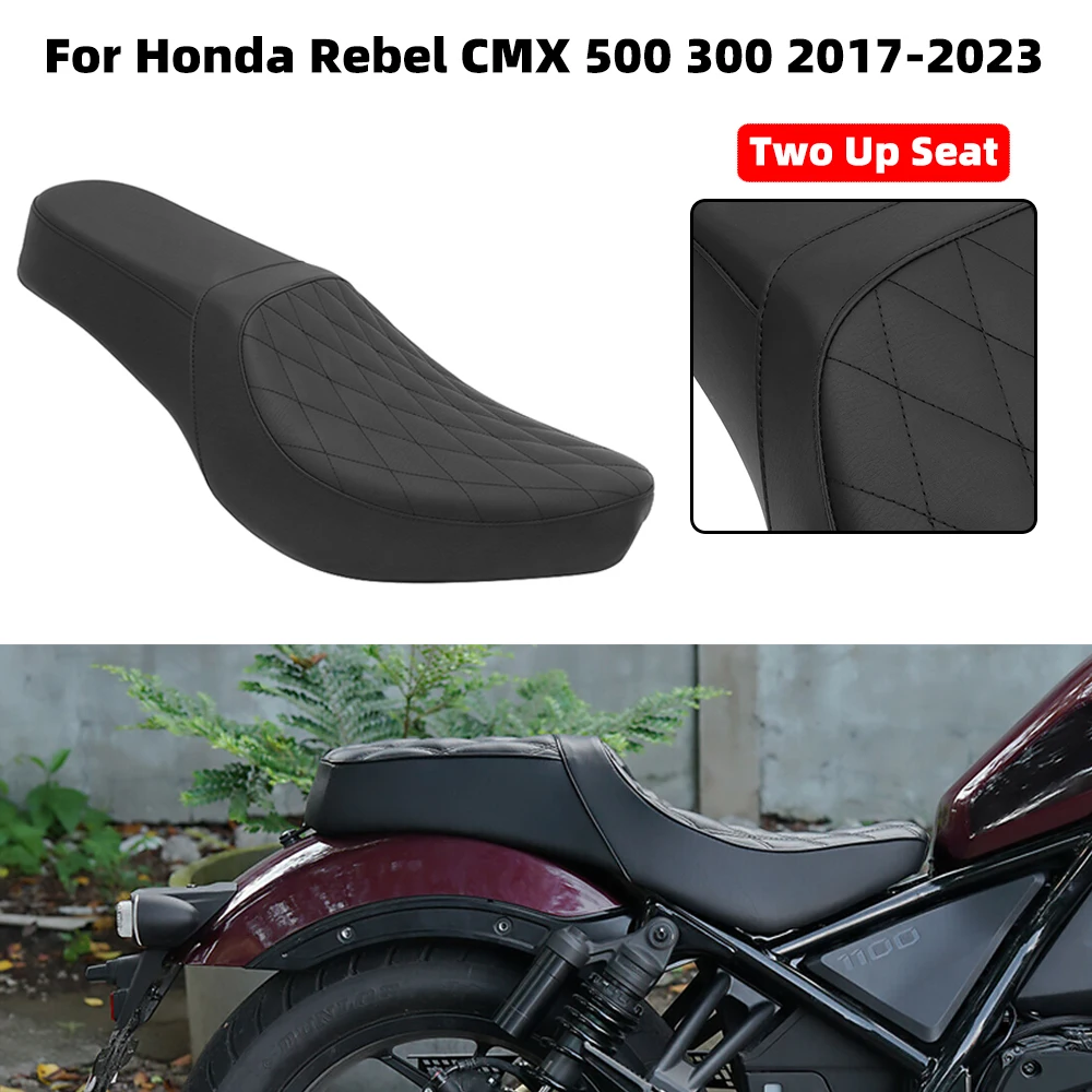 Motorcycle Black Two-Up Seat Front Rear Driver Passenger Seat Double Cushions For Honda Rebel CMX 500 CMX 300 2017-2025