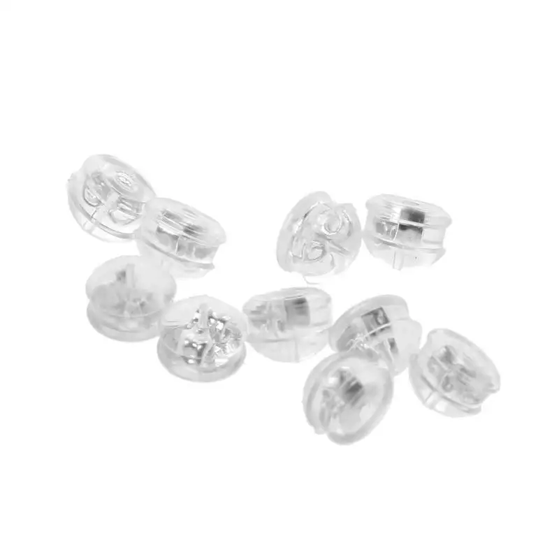 A52E 10 Pieces Soft Clear Earring Backing Silicone Rubber Back Pads 18K Gold Backstops Replacement for Earring Studs Hoop DIY