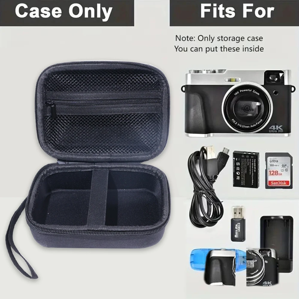 Portable Small Camera Carrying Case Compact Electronics Accessories Storage Box for Travel School Camping Hard Shell Pouch