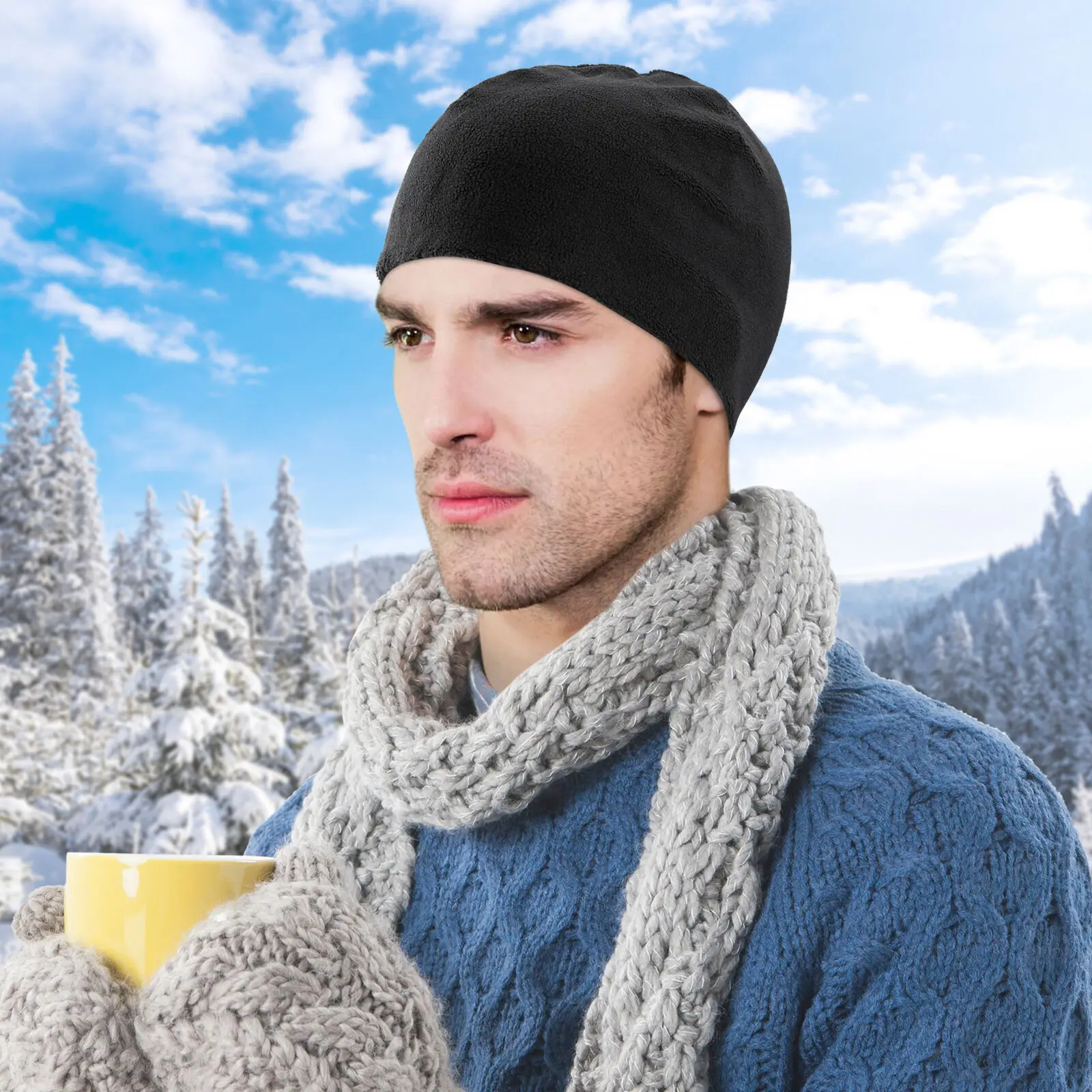 Winter Warm Skull Cap Soft Fleece Beanie Hat Thick Windproof Watch Cap Skiing Outdoor Warm Colored for Men Women