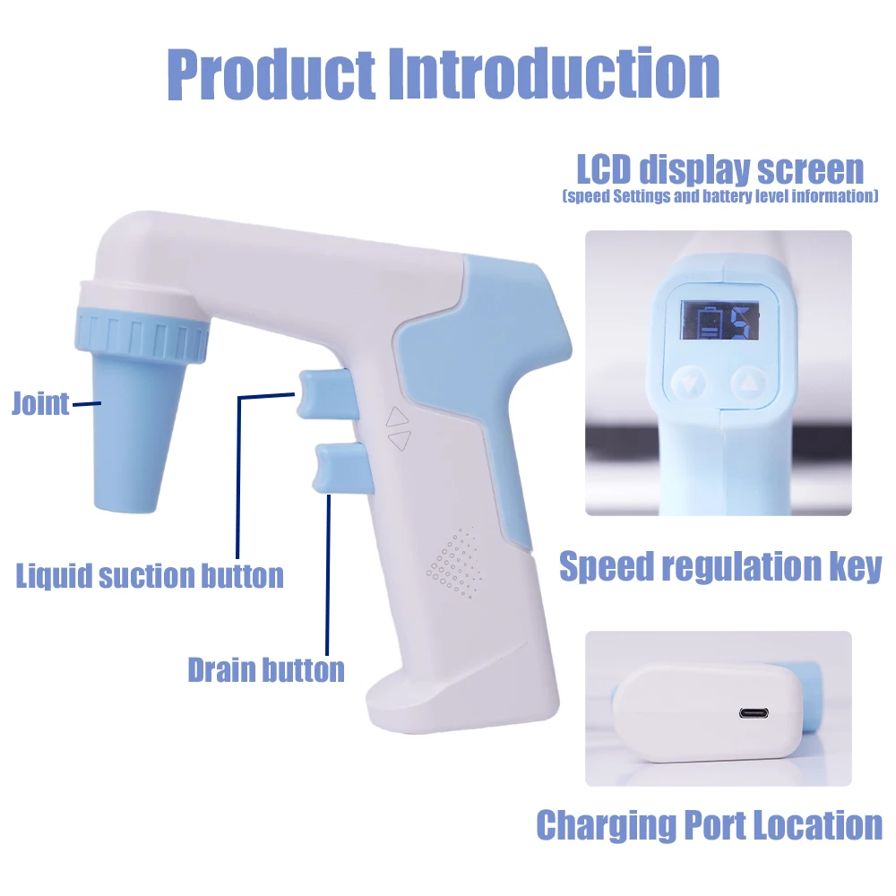 Professional Electric Pipette 0.1-100ml Large Volume Pipette High Precision Adjustable Volume Pipette for Laboratory Use