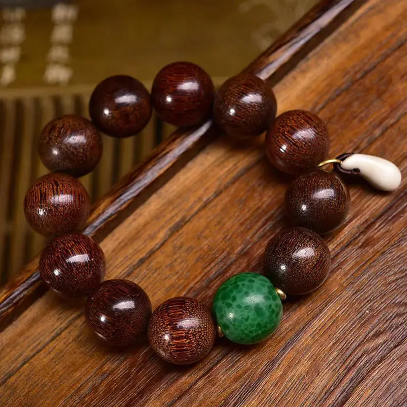 Tibetan Style Old Asian Ox Horn Beads Single-Wrap Bracelet Roe Pattern