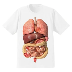 Spoof Heavy Taste Horror Bloody Human Anatomy Organs Viscera Alternative Cotton Printed Short-sleeve T-shirt Spoof Essential