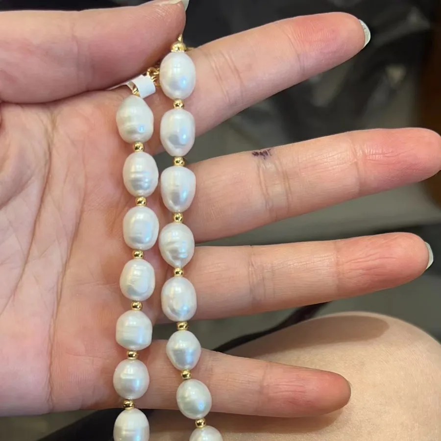 

Модное и минималистское жемчужное ожерелье в стиле барокко диаметром 40 см с универсальным дизайном цепочки на ключицу