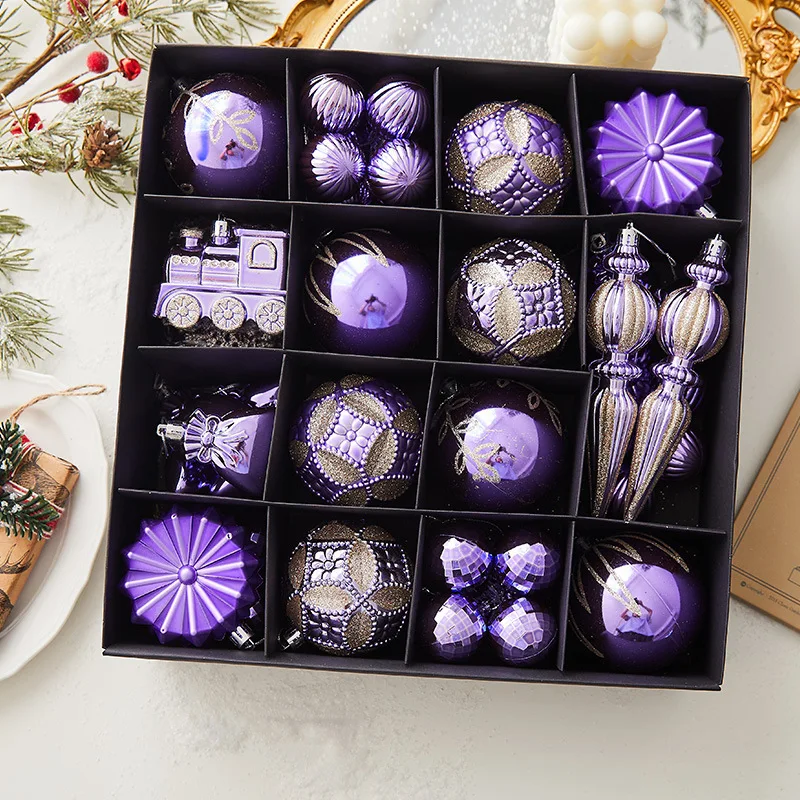 ChristmasdecorationChristmas balls 60pcs electroplated heterosexual plastic ball train snowflake ice pick gift pack painted ball