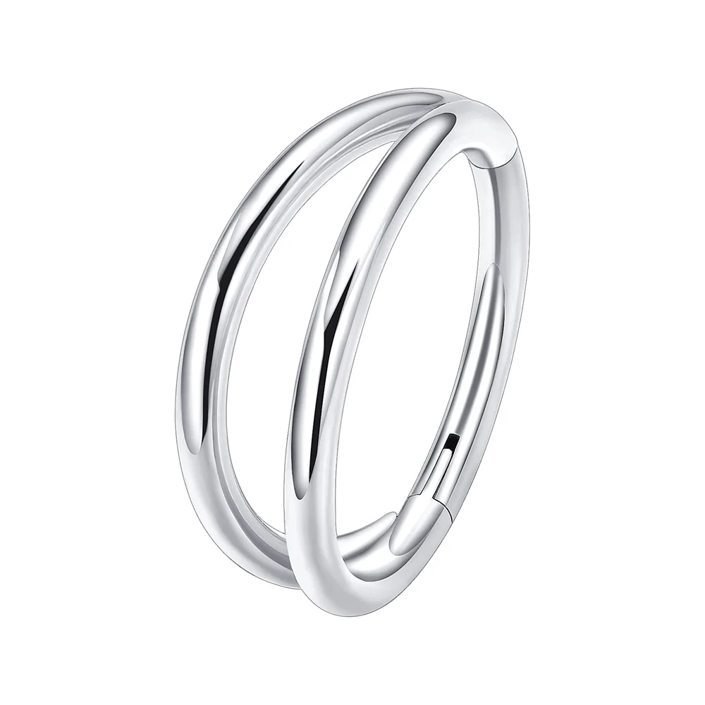 G23 Titanium 16G Septum Nose Rings CZ Double Hoop Open Stack Daith Helix Tragus Cartilage Clicker Earring Conch Piercing Jewelry image 3