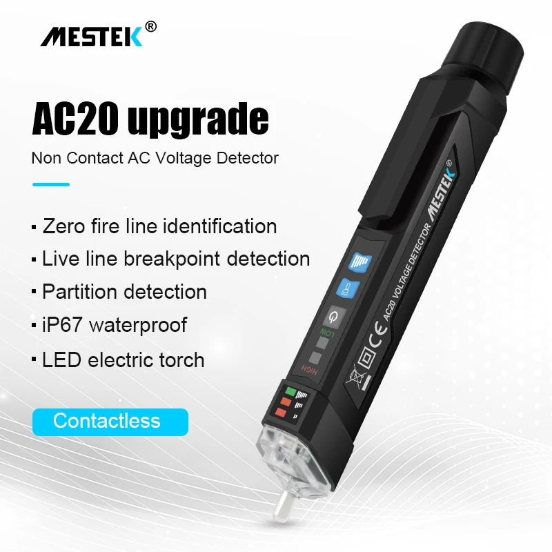 

MESTEK AC20 Intelligent Non-contact Pen Alarm AC voltage detector meter Tester Pen Sensor Tester Voltage Tester