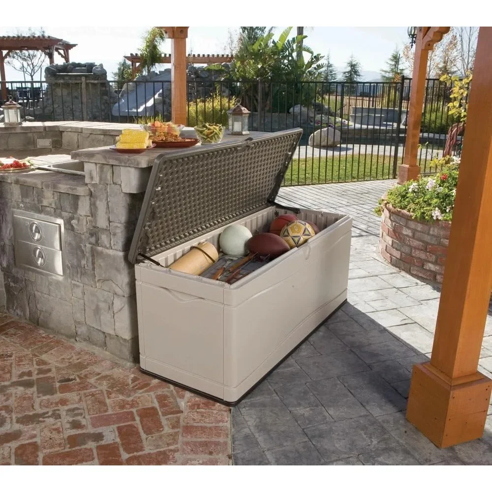 130 Gallon Storage Box Extra Large Deck Box Desert Sand/Brown Freight Free Organizer