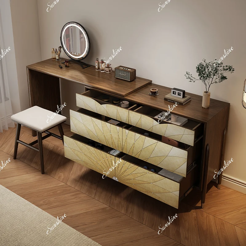 Modern retractable dresser chest integrated bedroom storage end table