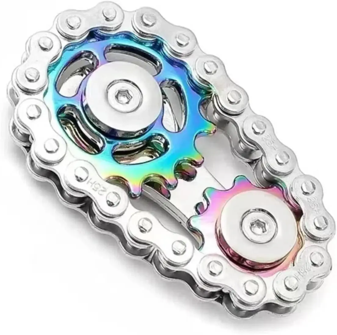 

Премиум Rainbow Gear Chain Fidget Spinner — игрушка-непоседа с металлической звездочкой — компактная 2,36 x 1,38 дюйма для фокусировки и снятия стресса