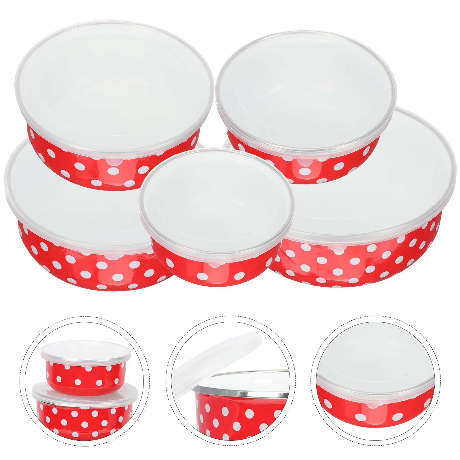 

5 Pcs Enamel Covered Bowl Salad Kitchen Supplies for Container Food Storage Lunch Boxes School Containers Office Bento Case