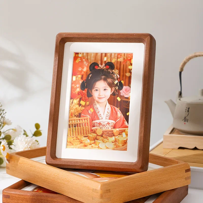 Premium Solid Wood Rounded Corner Photo Frame Walnut Display Frame for Home Decor and Family Portraits Elegant Picture Frame