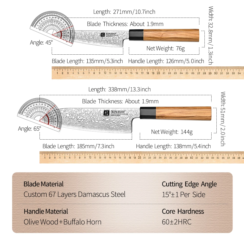 Imagem -03 - Xinzuo-conjunto de Facas de Cozinha Aço Damasco Alta Dureza Ultra-sharp Persistência Nitidez Acessórios de Cozinha 67 Camadas Pcs