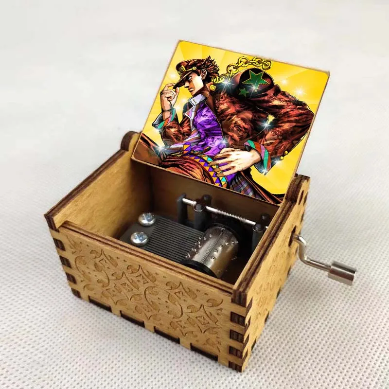 

New design anime JoJo's Bizarre Adventure Vintage Mechanical Wooden Music Box Wood Crafts Kids toy new year gift Birthday Gifts