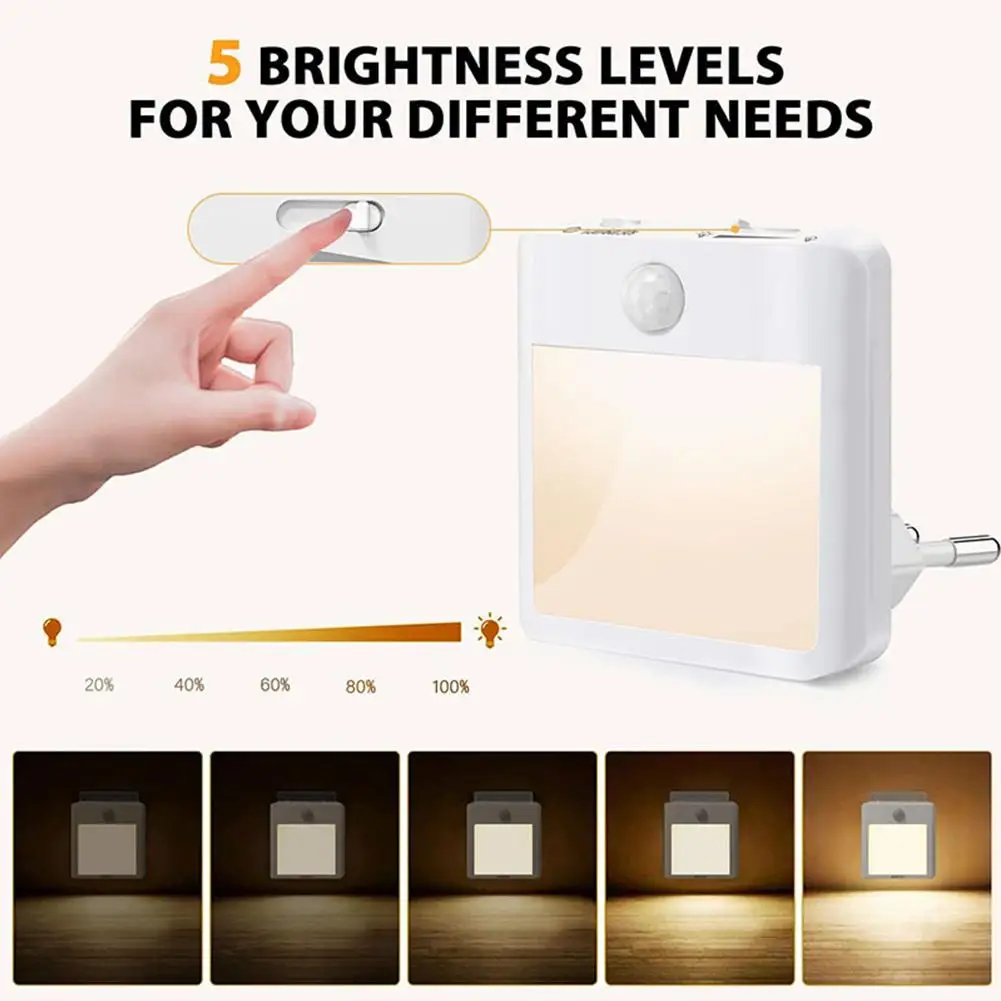 Smart Motion Sensor LED Night Light Plug-in Body Sensor Accessories Lighting Household Light Wireless Lamp Night I8Y3