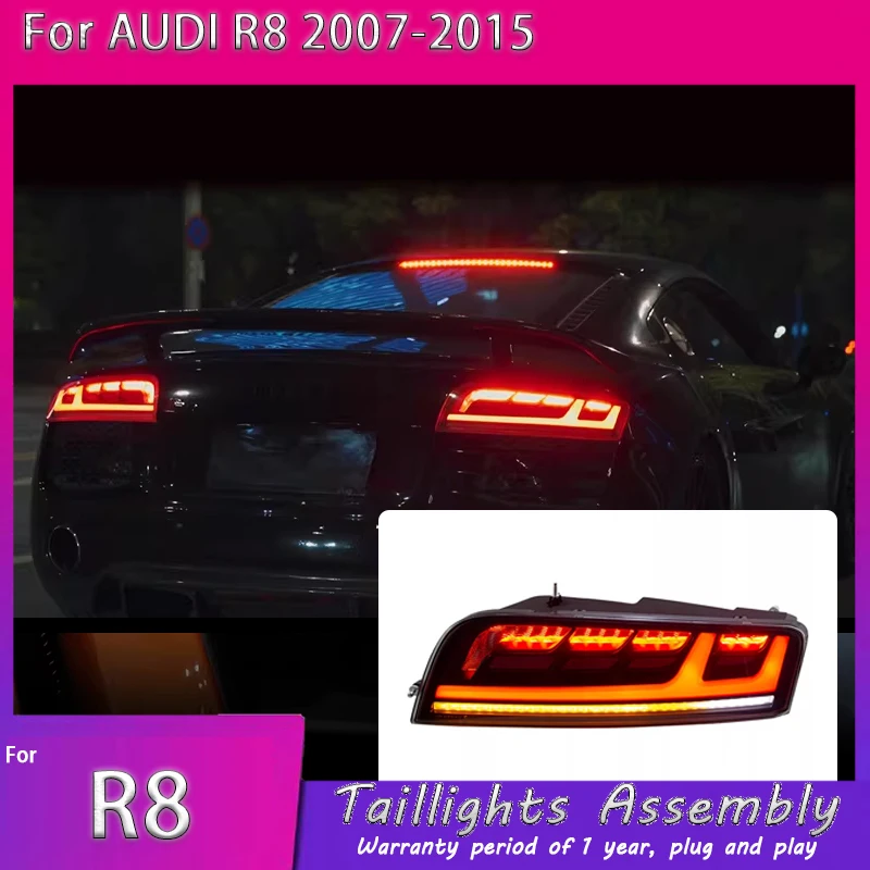 

Светодиодные задние фонари для Audi R8 2007-2016, модернизированные LED-фонари с динамическим сигналом поворота, комплект задних фонарей для автомобиля.