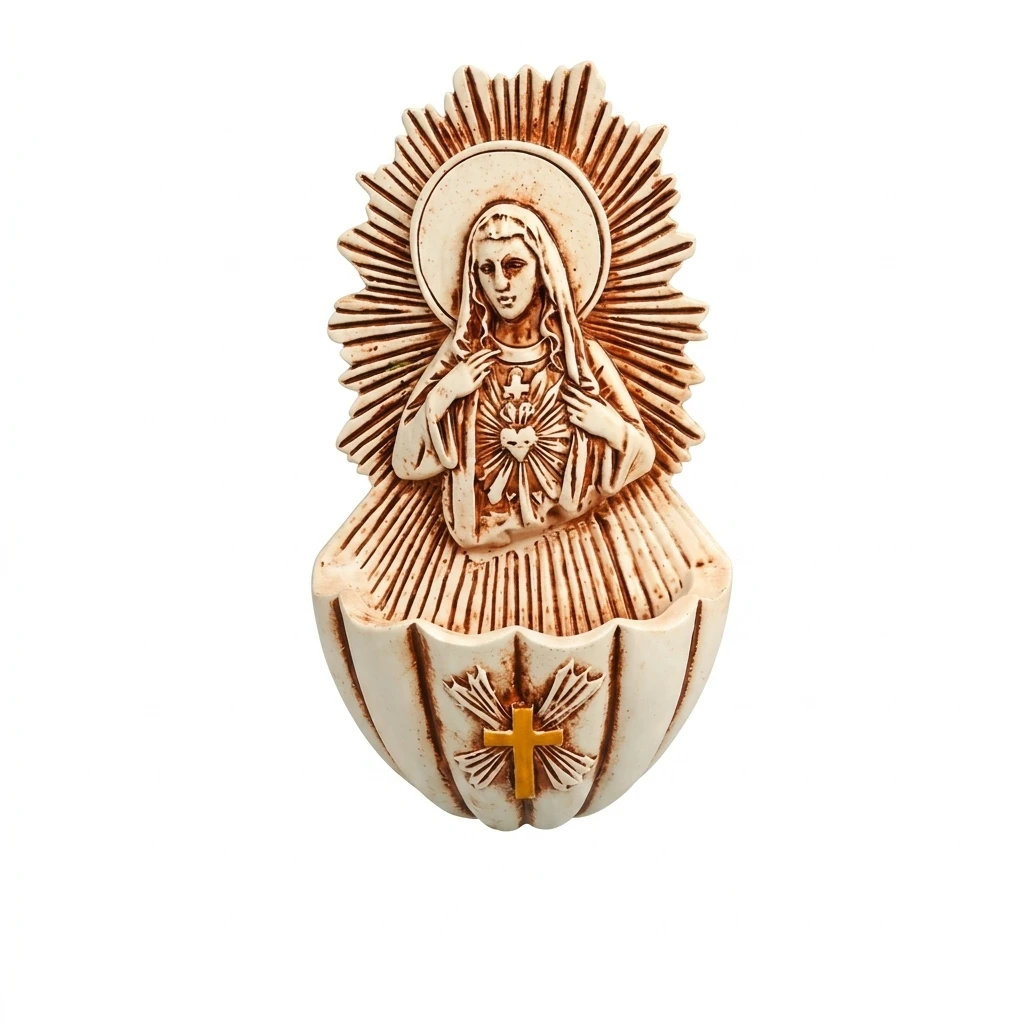 1pc Holy Water Font Ornament Artistic Resin Key Storage Bowl Entryway Decor Figurine Home Desk Organizer Decorative Basin