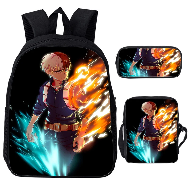 Mochila Boku No Hero Academia para crianças, mochila Bakugou Anime, meninos e meninas, mochilas escolares infantis, 3 peças por conjunto