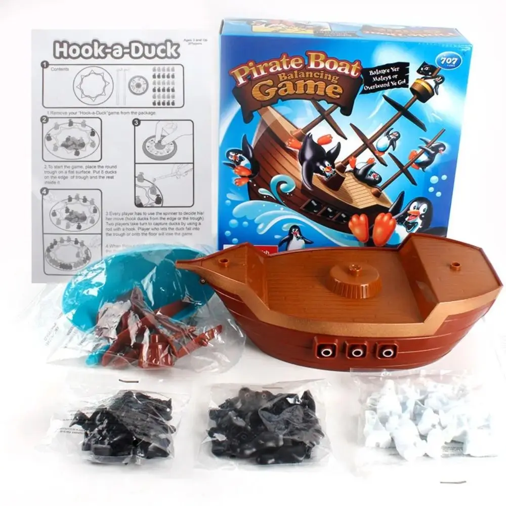 1 set Educatief Pinguïn Piratenschip Balansspel Interactief leren Piratenboot Spel Speelgoed Plastic Stapelbaar