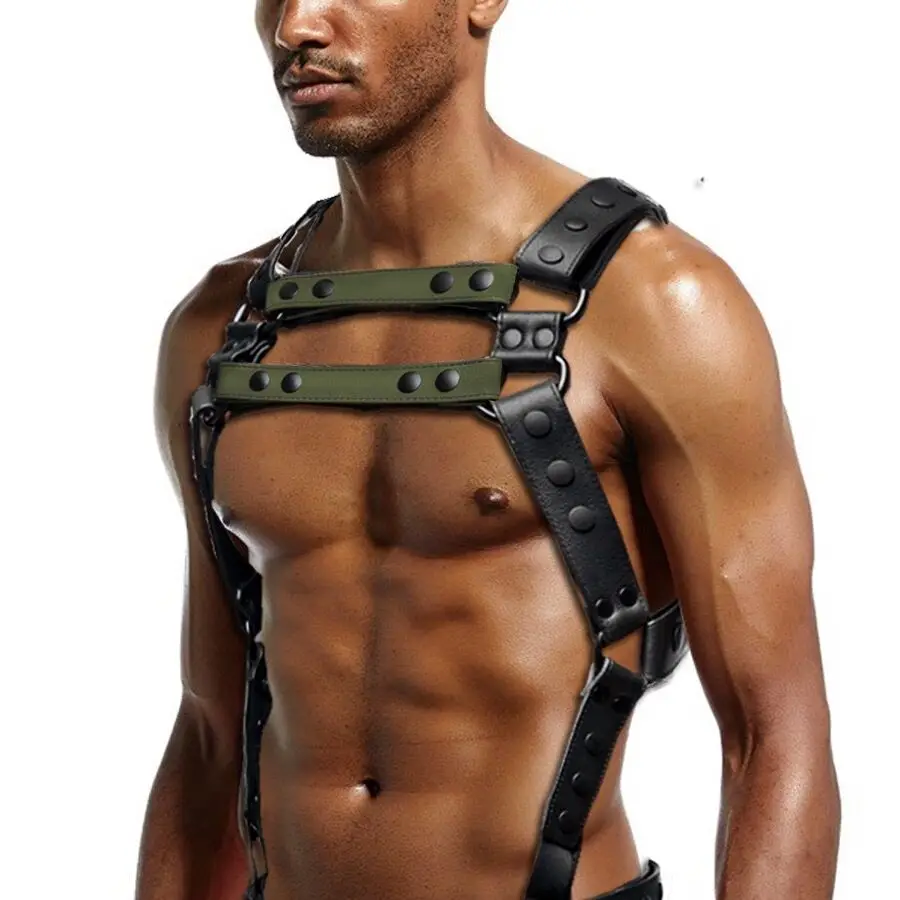 Leather Harness Gay Sex Rave Sexual Chest Men Harness Belts Adjustable BDSM Gay Body Bondage Cage Harness Lingerie Body Harness