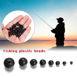 100pcs 3mm-12mm Round Soft and Hard Fishing Beans Fishing Beads Space Stopper Black Fishing Lures bait Hook Rig Accessories