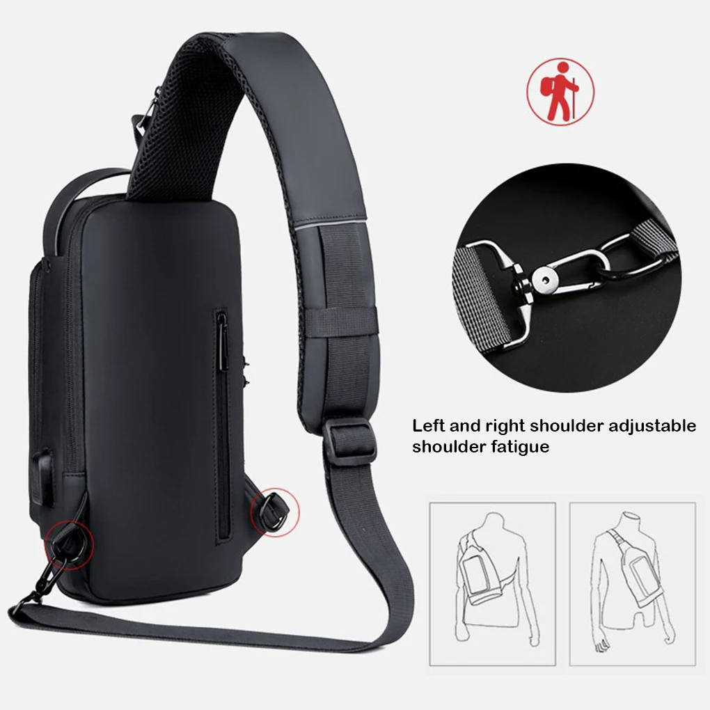 Men’s USB Shoulder Bag Man Crossbody Cross body Travel Sling Chest Bags Pack For Male Multifunction Anti-theft Bag