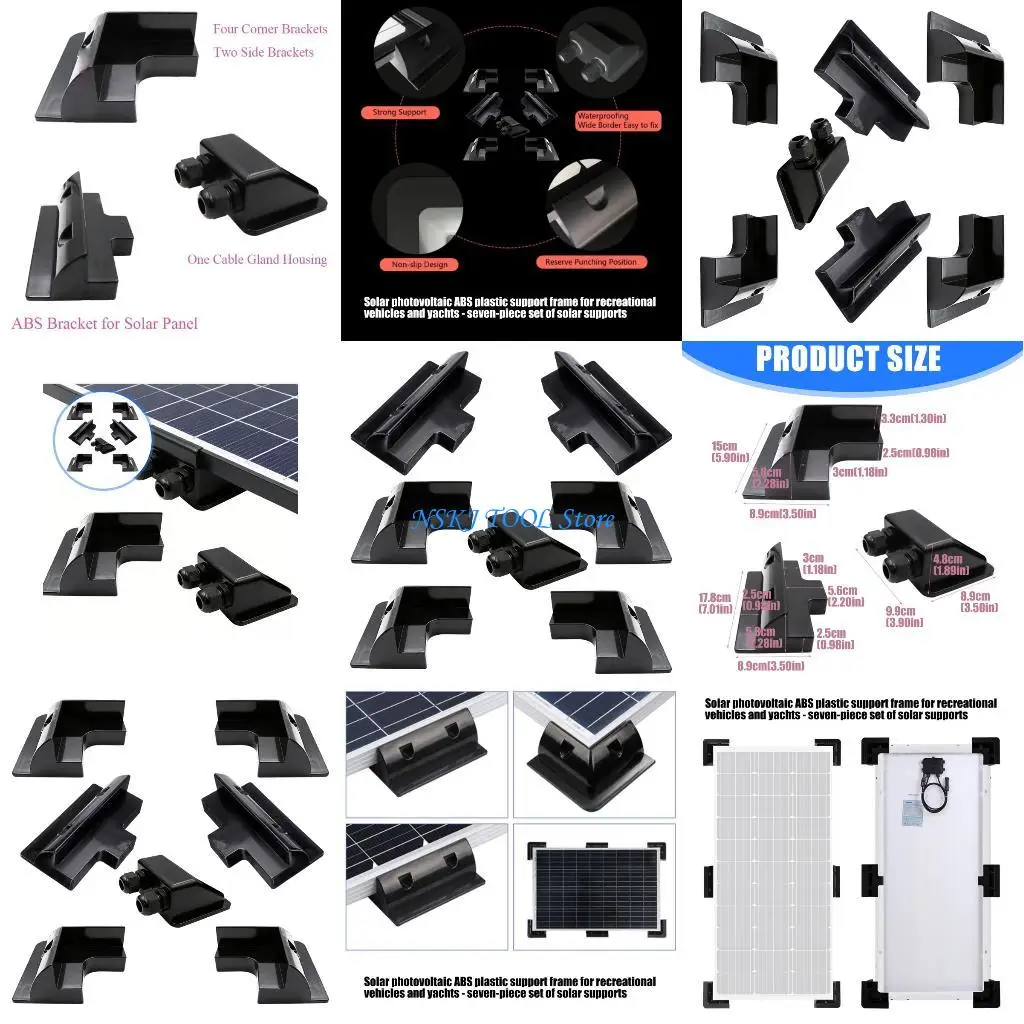 L8RC Plastic None Drilling Installation Bracket Solar Panel Mounting Bracket for Caravans Yacht Boats Easy to Install
