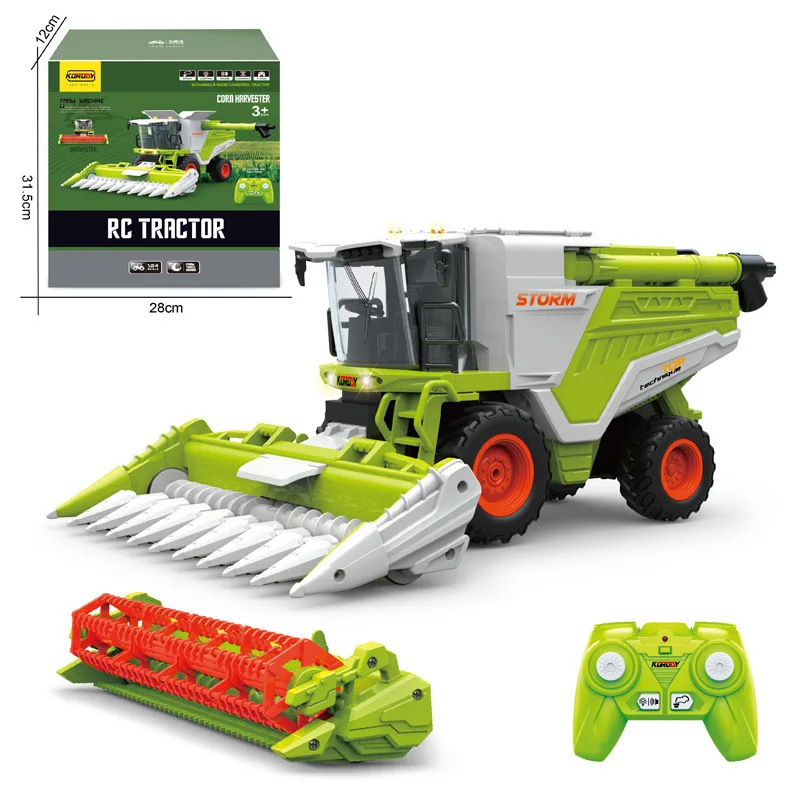 Electric Remote Control Harvester Toy Large Simulation Farmer Engineering Vehicle Farm Harvester Transport Vehicle Toy Set