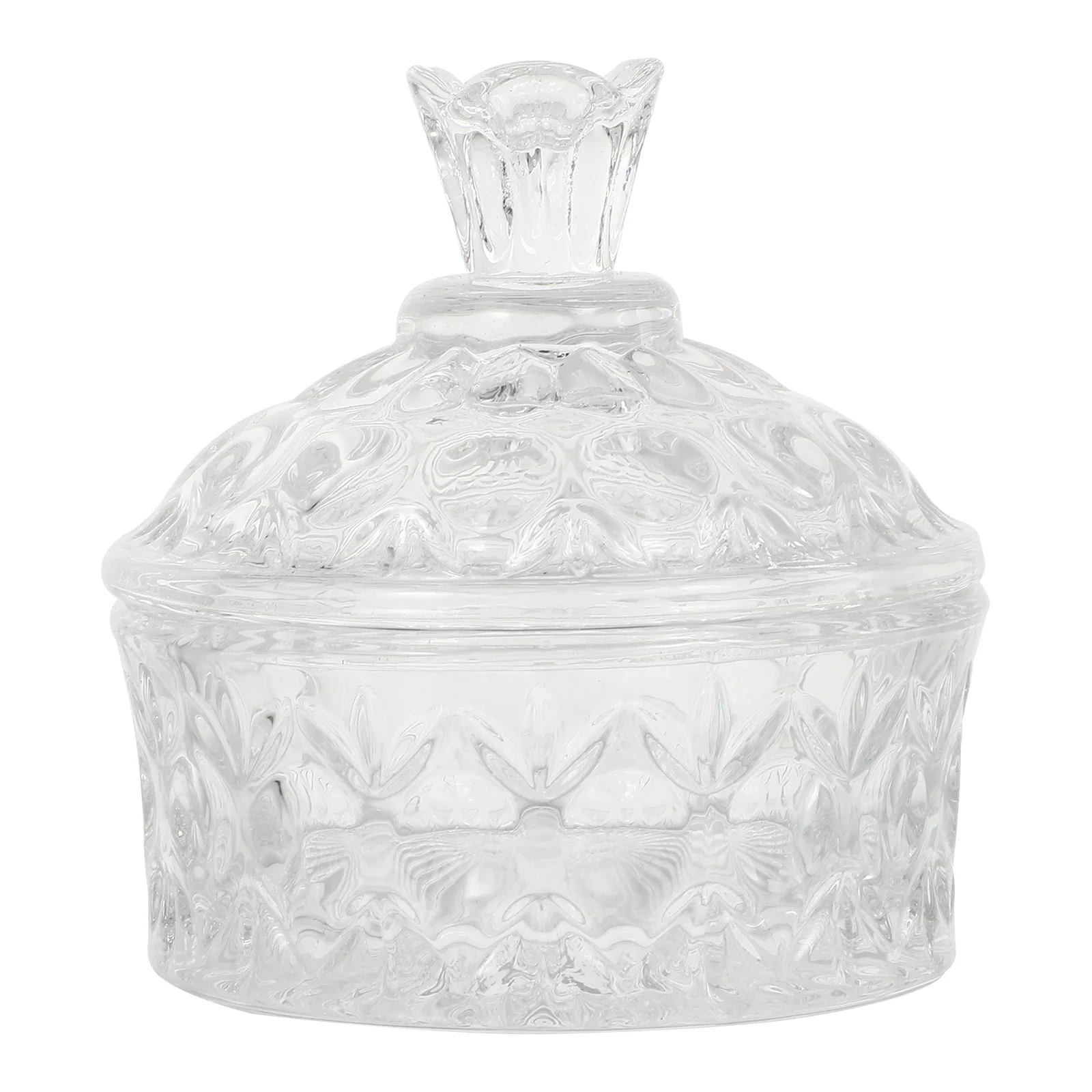 

1Pcs Candy Jewelry Storage Jar Exquisite Embossment Glass Container Desktop Decorative Organizer for Accessories Rings Necklace