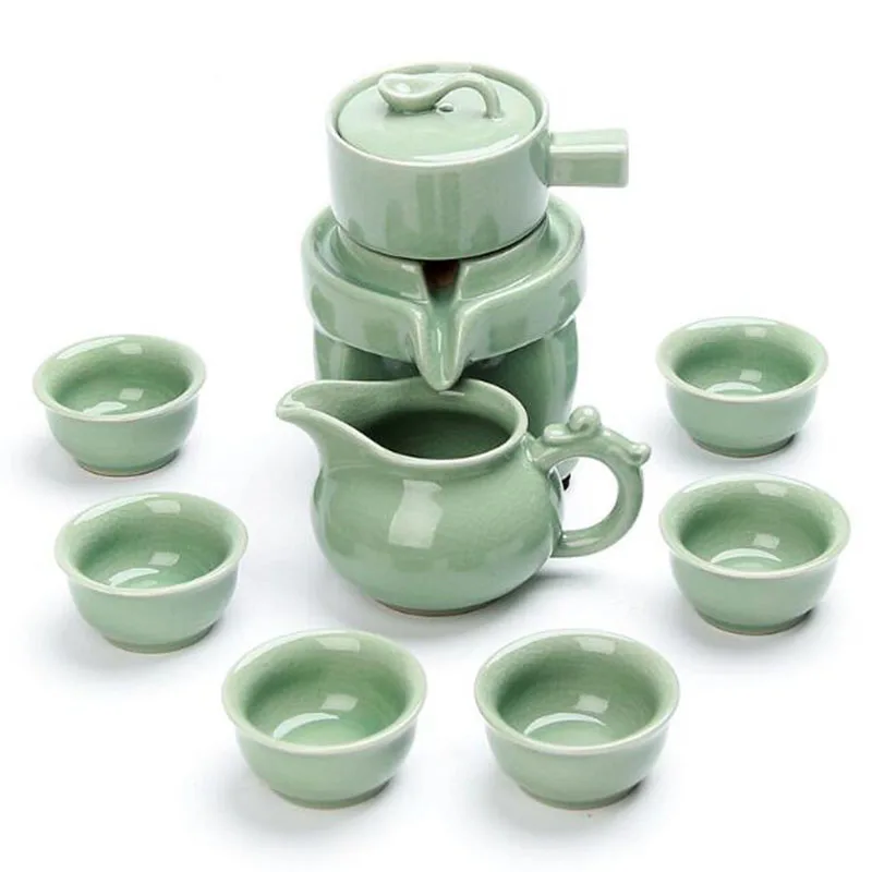 

8Pcs/Set Porcelain Tea Pot Cup Set Lazy Semi-automatic Kungfu Tea Sets Creative Kitchen Teaware Household Living Room Supply