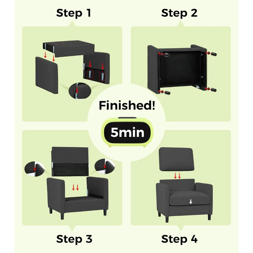 كراسي غرفة المعيشة - كراسي مريحة لقراءة غرفة النوم، إعداد بدون أدوات، تصميم من جميع الخشب #5
