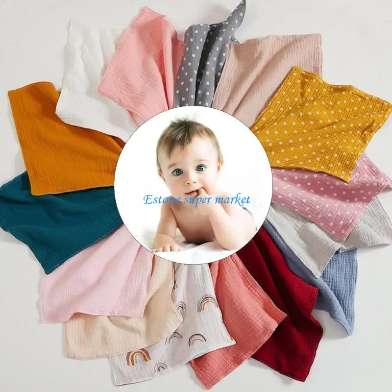 090B مريلة أكل الأطفال ناعمة من قماش التجشؤ ومناديل مربعة الشكل وبطانية أمان لطيفة #4