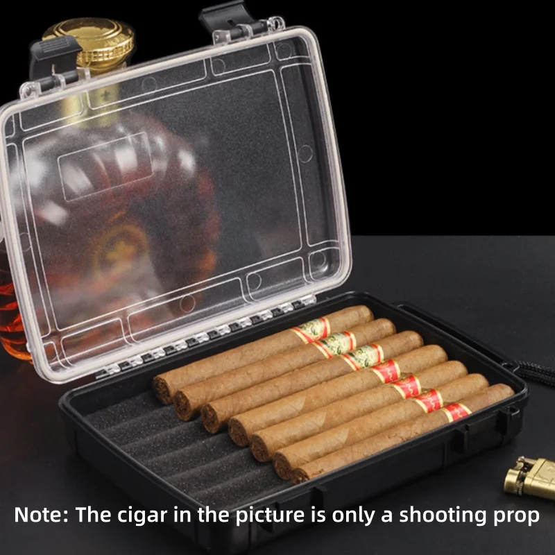 Transparent Cigar Box Waterproof Portable Cigar Storage Box Moisturizing Box Outdoor Humidification Box Storage Box Accessories