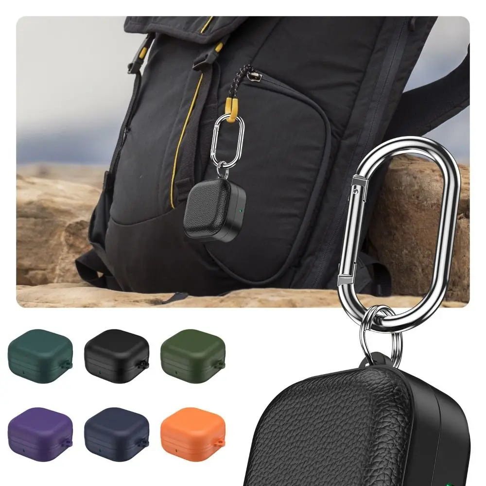 Leather Protective Case Shockproof with Carabiner Earbuds Cover TPU Anti Scratch for Samsung Galaxy Buds4/4pro