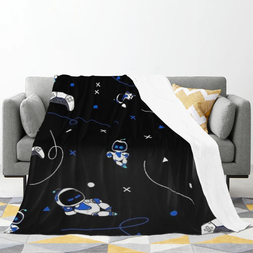 Astrobot pattern Fashion Blanket Printed Throw Blanket Plush Fluffy Flanne Soft Throws for Sofa Couch and Bed