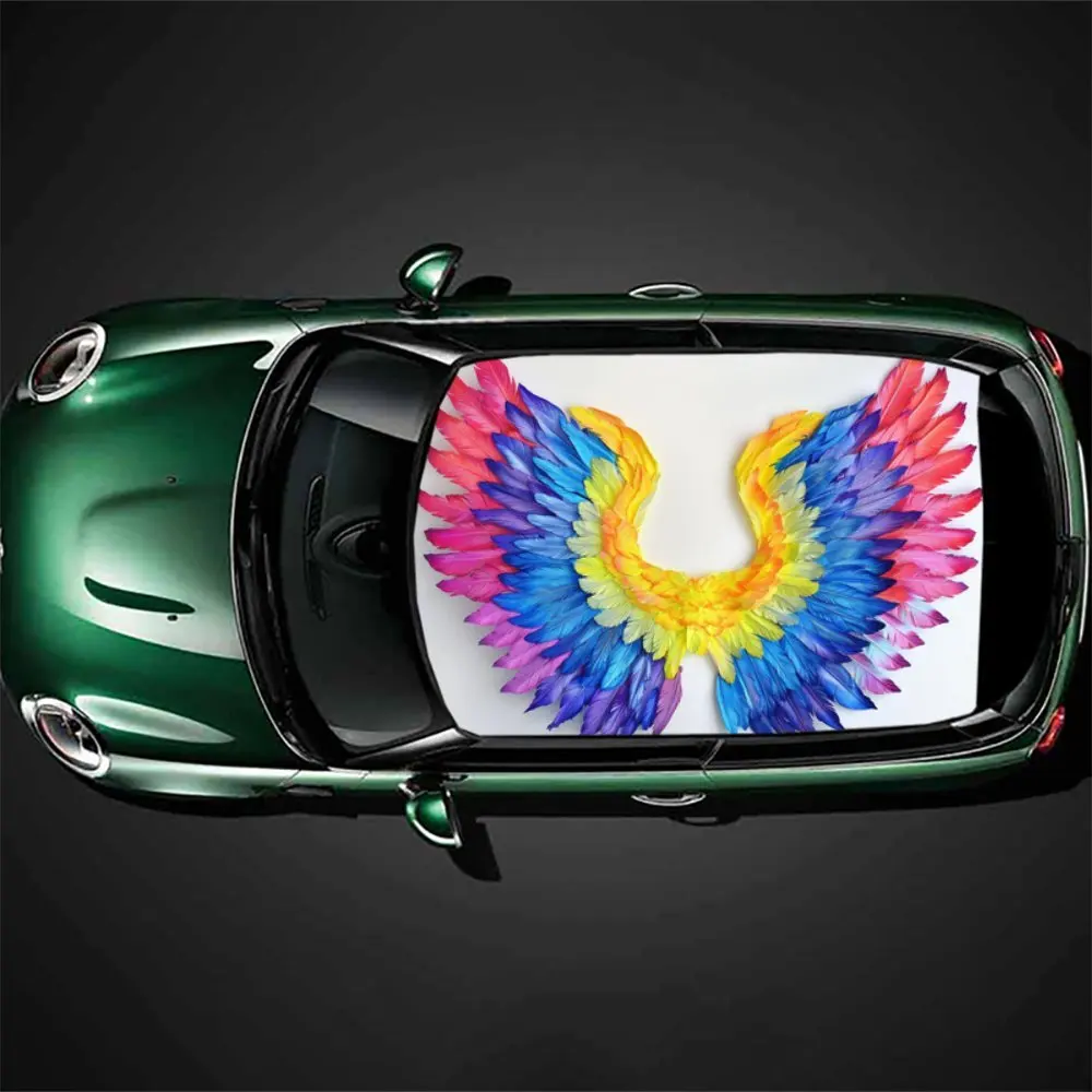 

Красочные крылья показывают очаровательную графику, автомобильные виниловые обертывания, виниловые наклейки на крышу автомобиля, привлекательные личности.