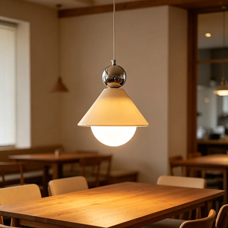 

Retro Chrome Ball Cone-shaped Glass Hanging Ceiling Lamp Iron Luxury Pendant Light, Minimalist Home Lighting Fixtures