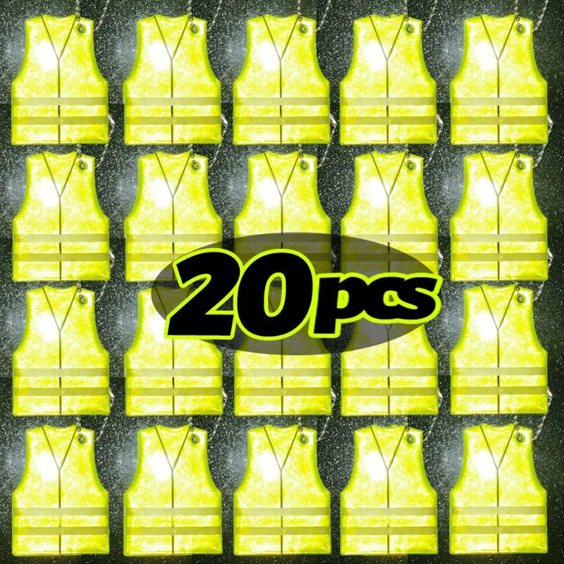 10/20 шт. Яркие светоотражающие брелоки-подвески в форме жилета, долговечные, для рюкзаков, ошейников для животных, аксессуары для кемпинга