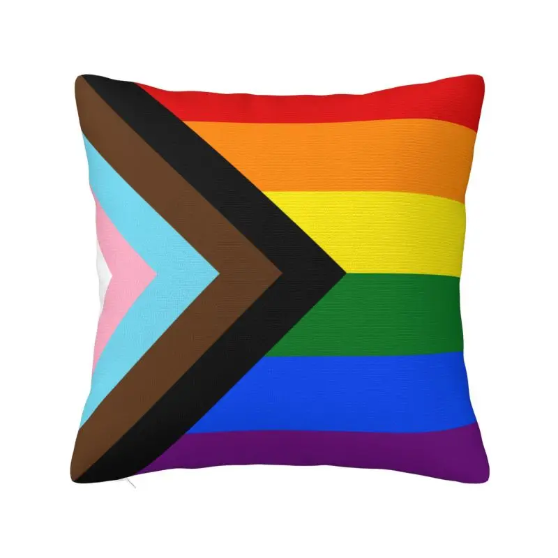LGBT Progress Pride Flag Cushion Cover 60*60 cm Velvet Gay Lesbian Throw Pillow Case Home Decorative Bedding Sofa Pillowslip