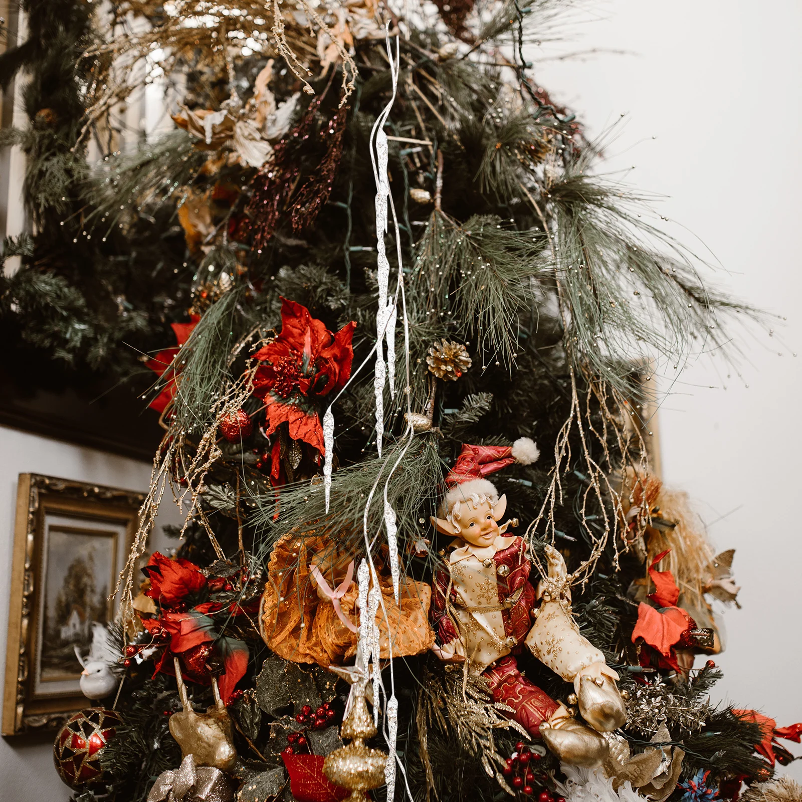 

s Needle Pendant Clear Crystal Winter Hanging Decor Holiday Icicles Christmas Tree Accessories Party DIY