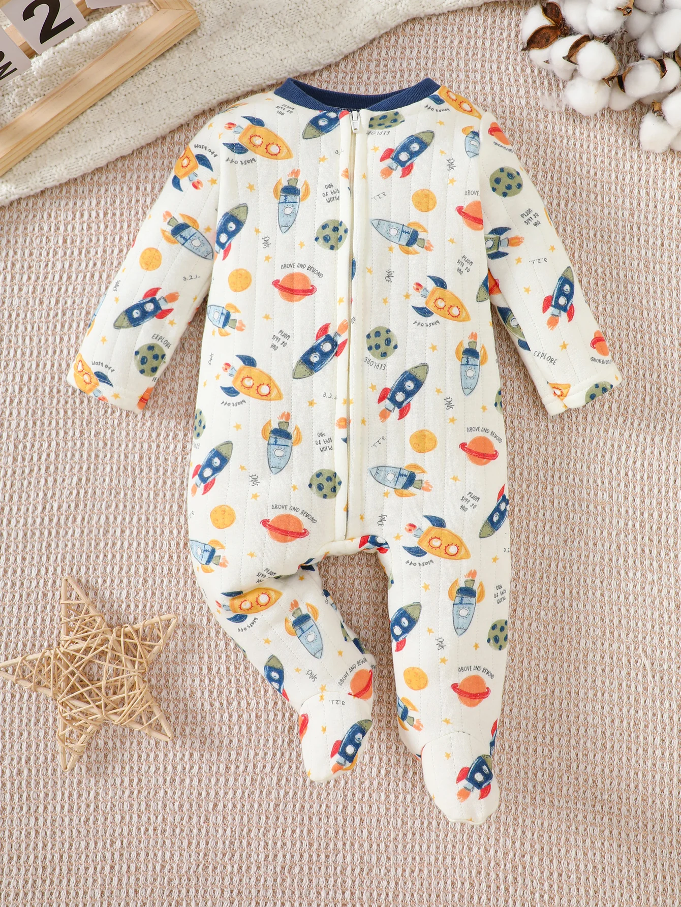Cotton Baby Onesies Zipper - Newborn Infant Footed Romper Long Sleeve