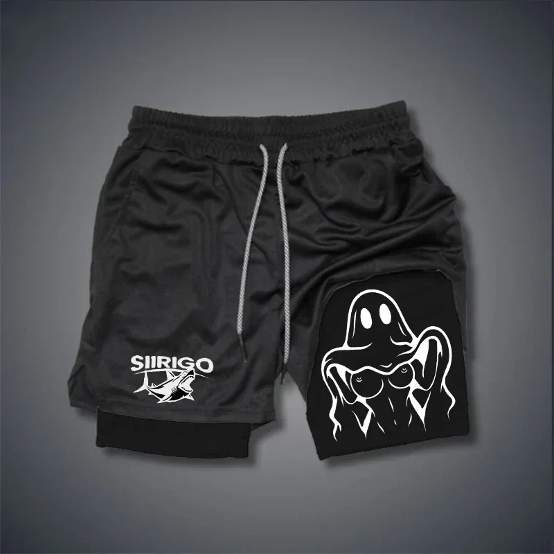 

Мужские двухслойные шорты для фитнеса, быстросохнущие дышащие шорты, облегающая летняя спортивная одежда