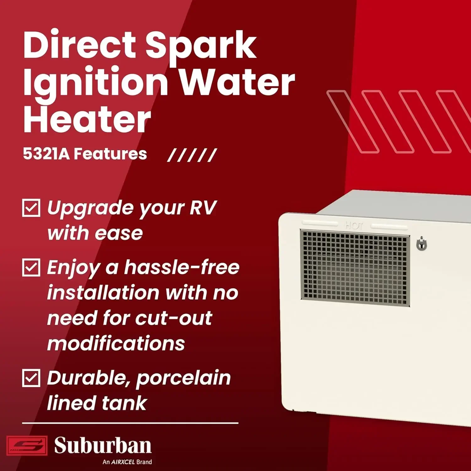 SUBURBAN MFG Suburban 5321A Direct Spark Ignition (DSI) 6 Gallon Advantage Water Heater - SAW6DE